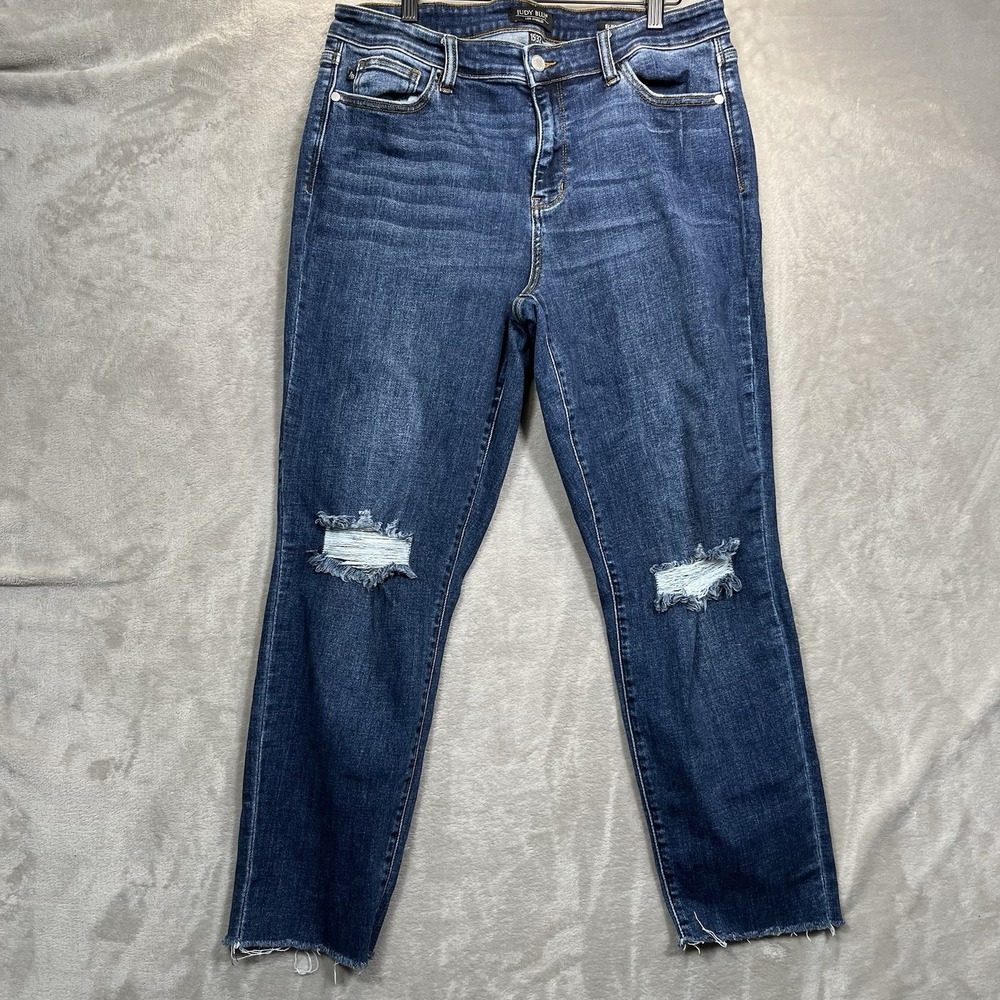 Judy Blue Mid Rise Cropped Jeans Distressed Slim Fit Size 15/32